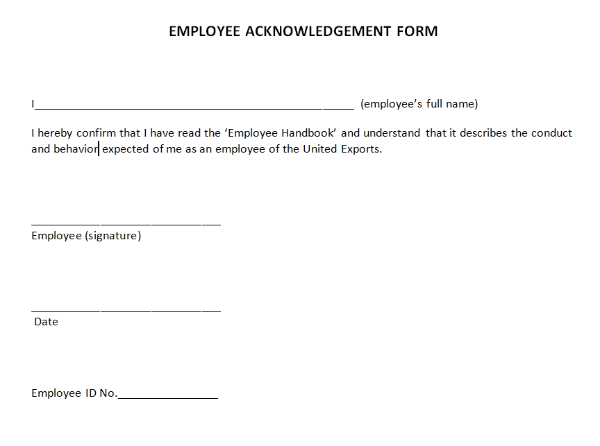 Acknowledge Form Template