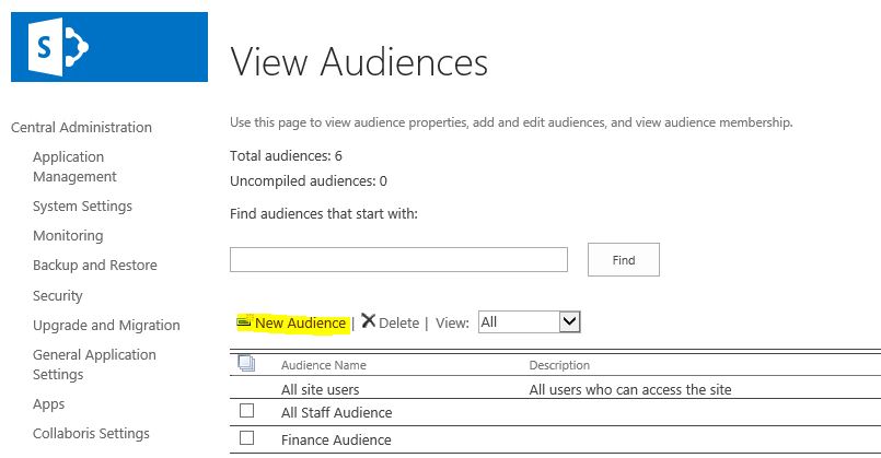 Select new audience