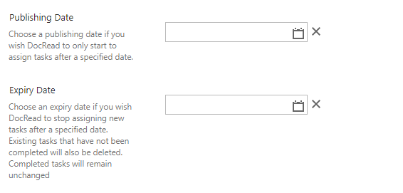 Publishing and Expiry dates