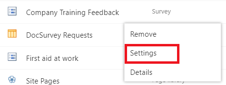 add questions in settings option