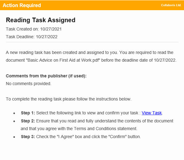 DocRead email notification DocRead Email notification screenshot