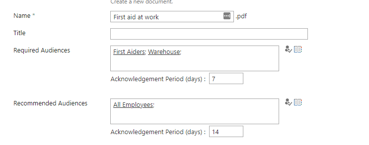 DocRead targeting Screenshot of how to target users to Documents with DocRead