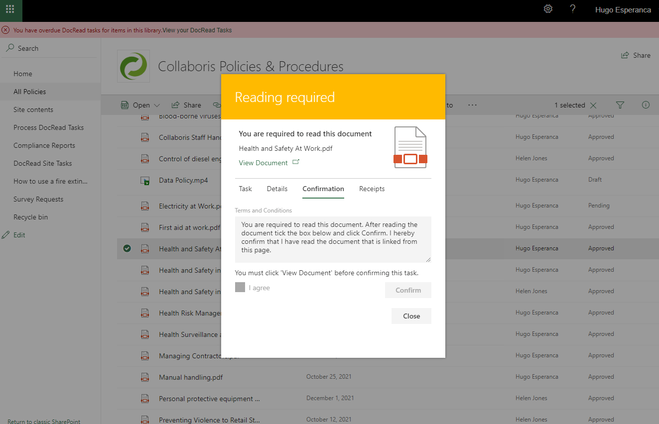 Document library Screenshot - reading required