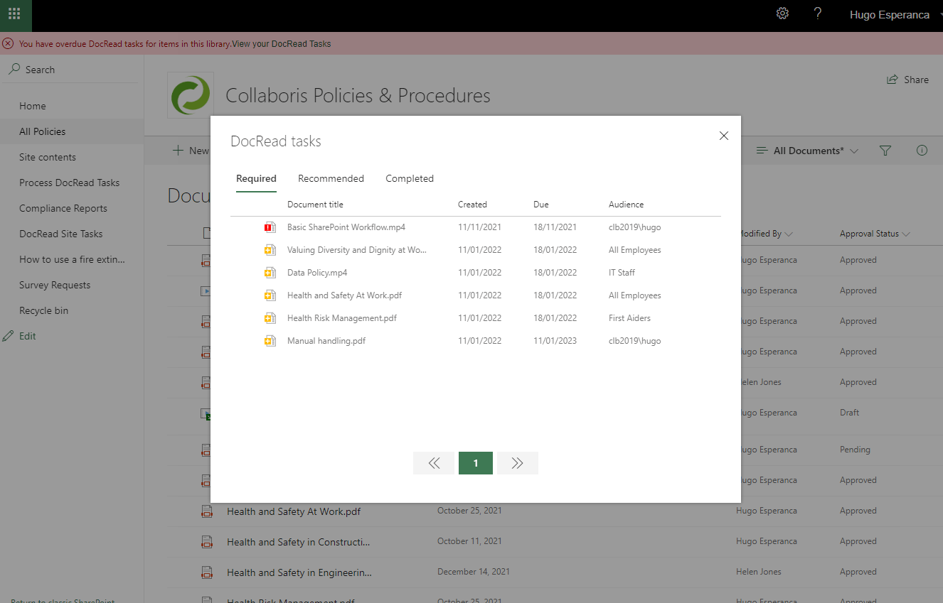 Document library Screenshot