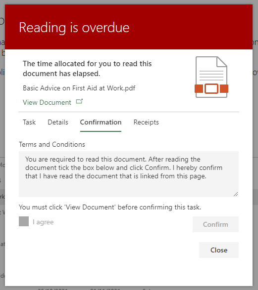 Reading overdue Screenshot of DocRead reading overdue task