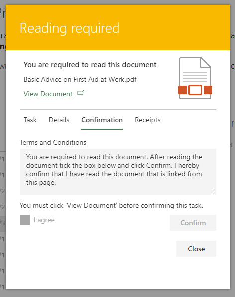 Reading required Screenshot of DocRead reading required task