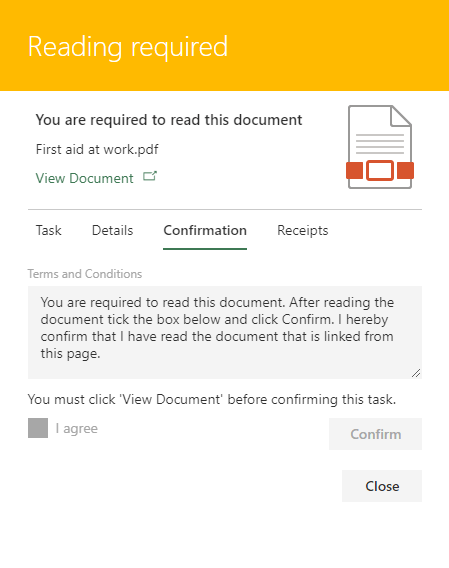 DocRead Task Panel - Confirmation tab