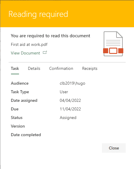 DocRead Task Panel - Task Tab
