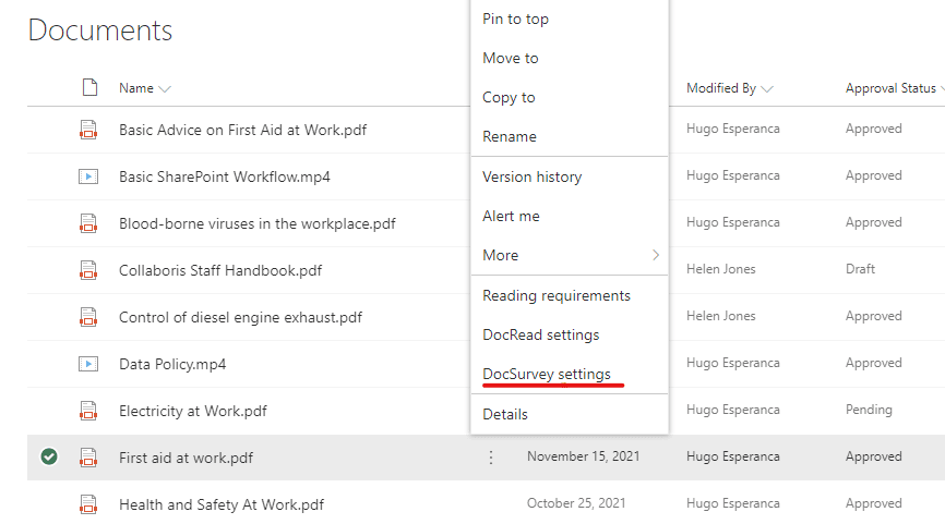 Link a SharePoint survey to a document p1