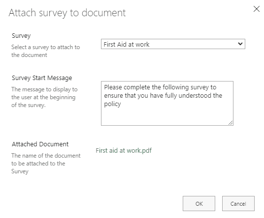 Link a SharePoint survey to a document p2