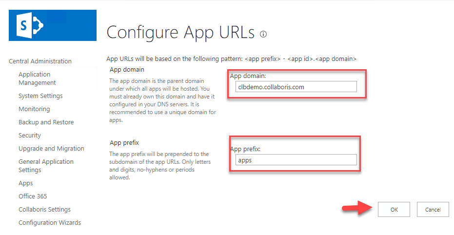 SP2019 - Configure app urls - 2
