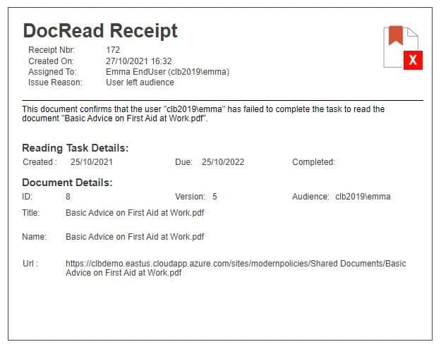 negative receipt