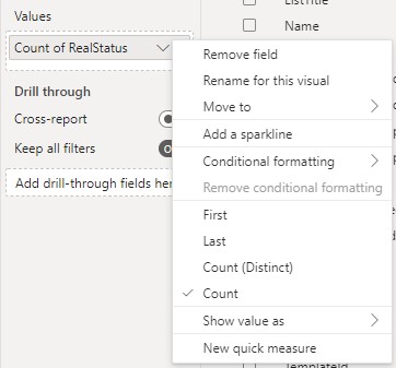 select count of realstatus