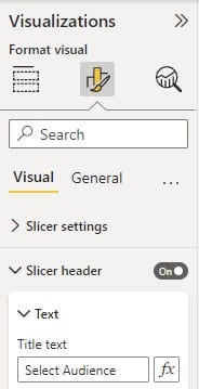 picture showing how to change the slicer heading