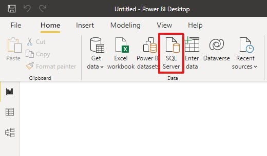 select SQL Server database Image showing the selection of the SQL server option