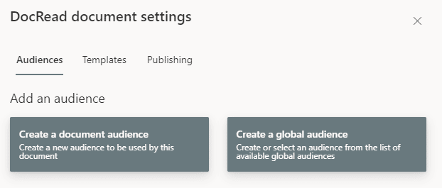 Image showing the DocRead document settings page