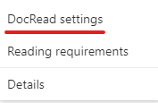 Image showing the DocRead settings option