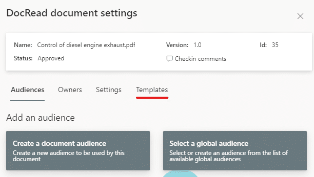 Image showing the templates option