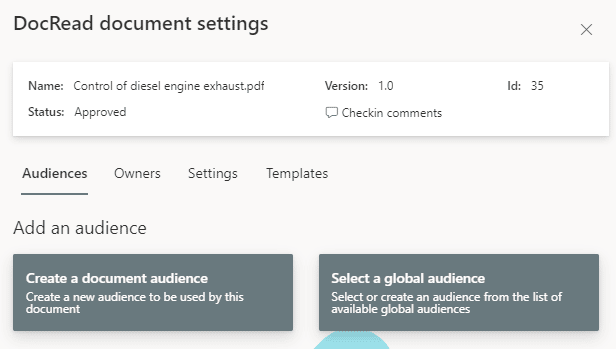 Image showing the add an audience option