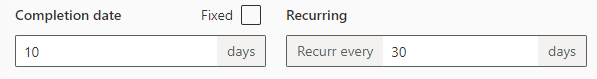 Image showing a recurring completion by days deadline date