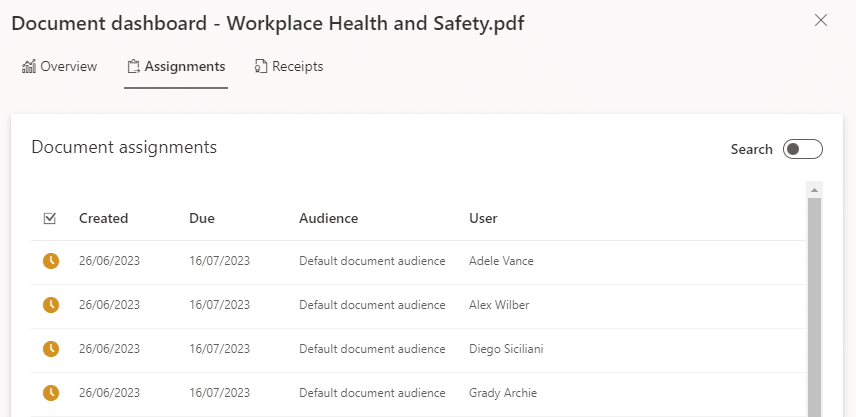 image showing the DocRead document dashboard