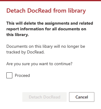 Image shwoing the Detach DocRead from a library window