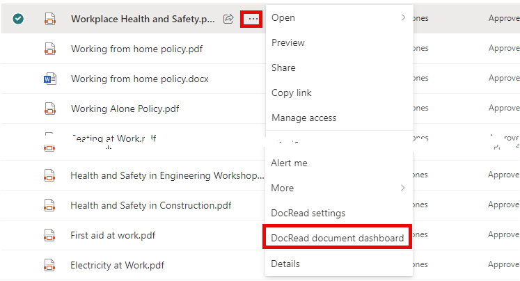 image showing the DocRead document dashboard