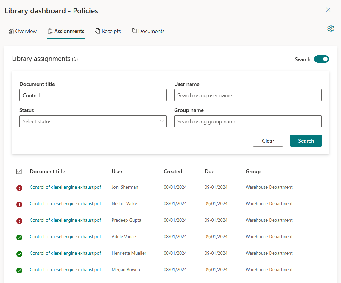 enter document search criteria