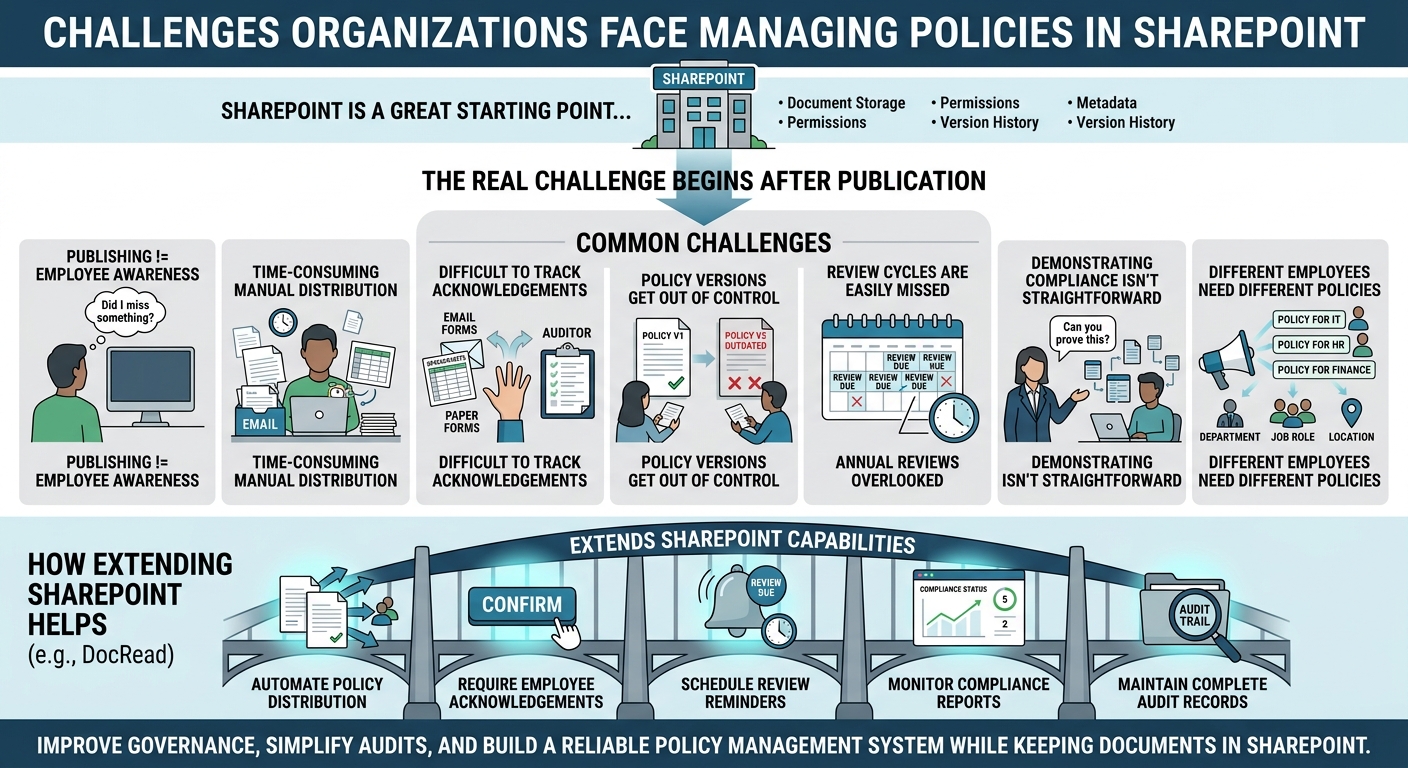 What Challenges Do Organizations Face When Managing Policies in SharePoint?